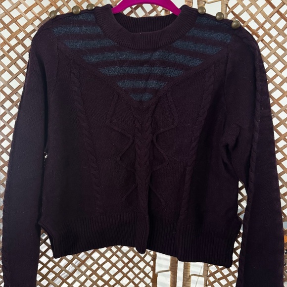 Elegant Dark Purple Cable Knit Sweater - Picture 1 of 4
